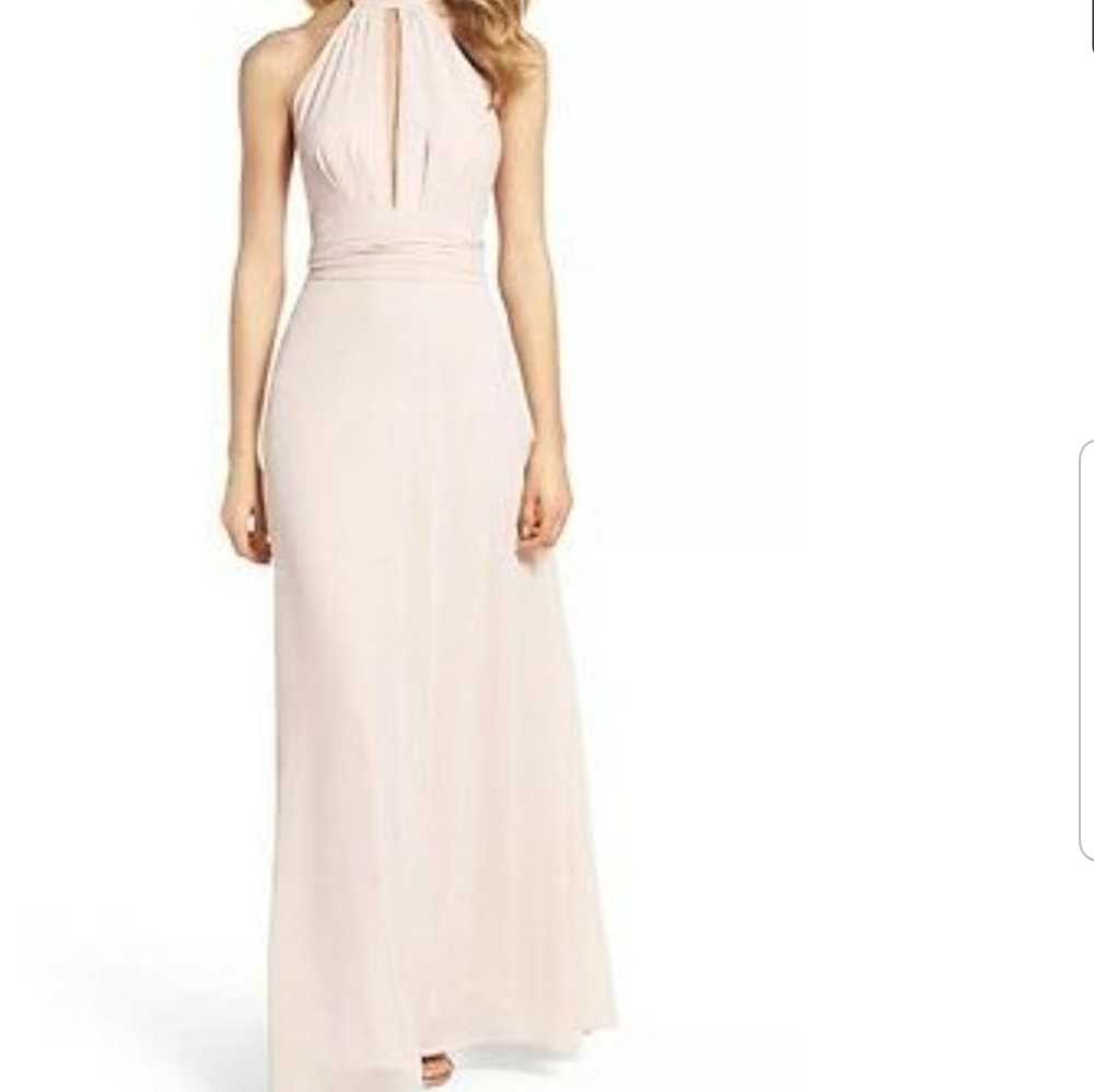 Lulus First Comes Love Blush Pink Maxi Dress Size L NWT